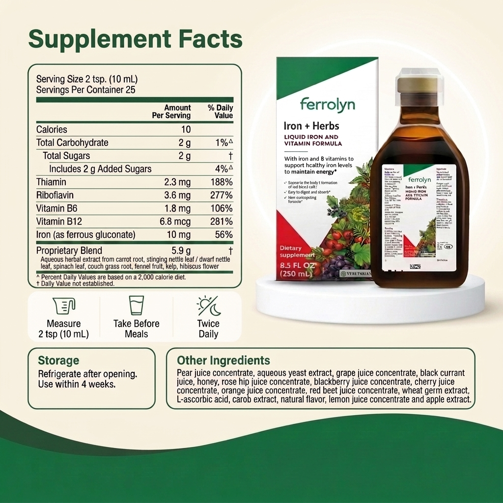 Liquid Iron + Herbs Supplement
